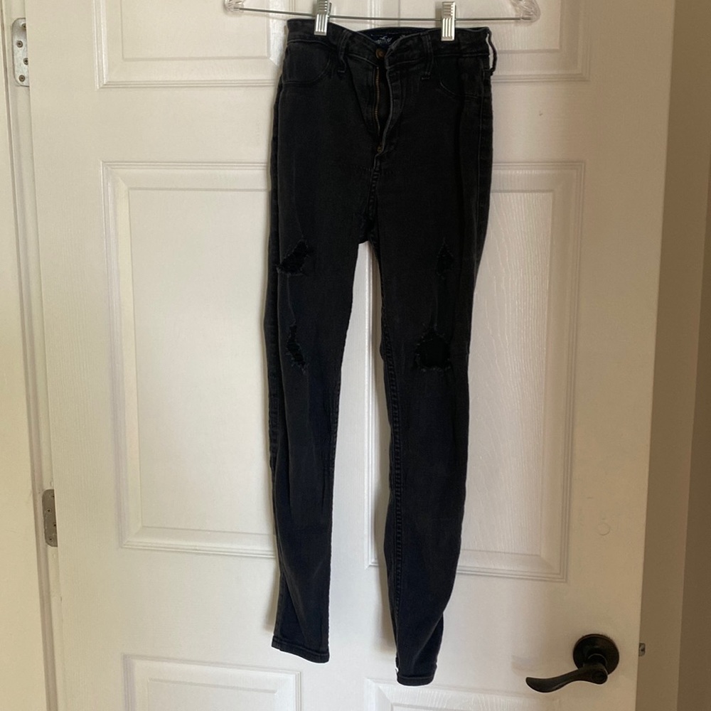 Hollister Black Jeans with Rips at Knees